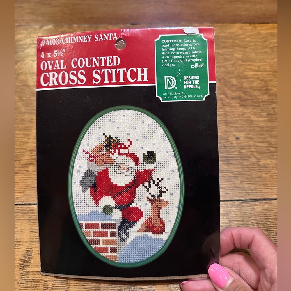 Y2K Cross stitch‎ new in package Santa ornament